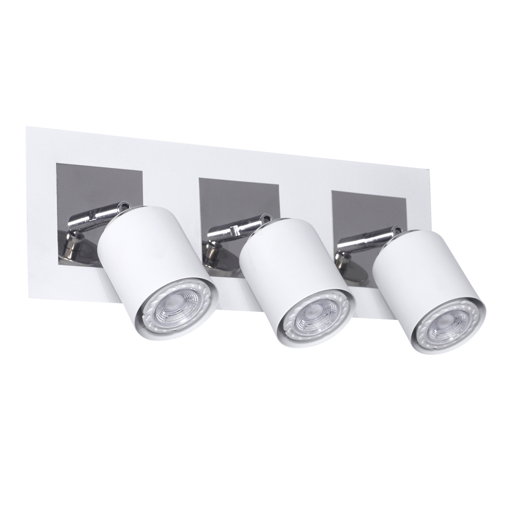 APLIQUE 3 LUCES BASE CUADRADA BLANCO/CROMO GU10